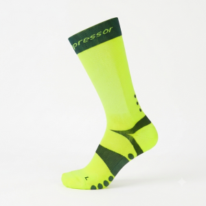 Calza a compressione Ankle Support 3D giallo fluo con inserti verdi Bio-Compressor