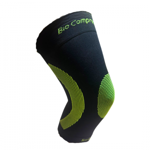 Ginocchiera a compressione Knee Support nera con inserti gialli Bio-Compressor