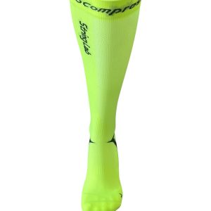 Calza a compressione Power Sock giallo fluo Bio-Compressor Recovery Support su sfondo bianco