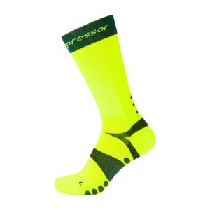 Calza a compressione Ankle Support 3D giallo fluo Bio-Compressor, vista frontale